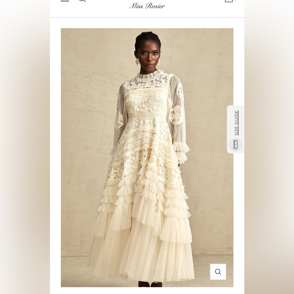NEW Miss Rosier Capucine Floral-Embroidered Tulle Gown